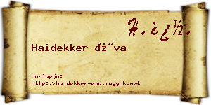 Haidekker Éva névjegykártya
